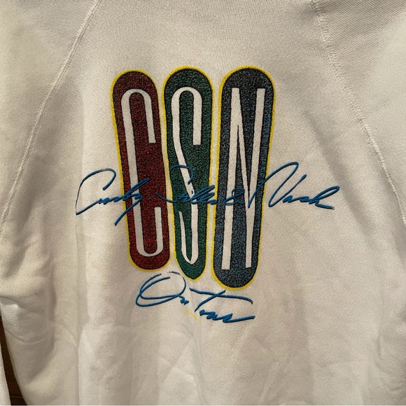 Vintage Official Crosby Stills & Nash Tour White Sweatshirt L - Picture 4 of 7